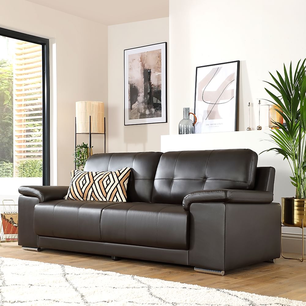 Kansas 3 Seater Sofa, Brown Premium Faux Leather