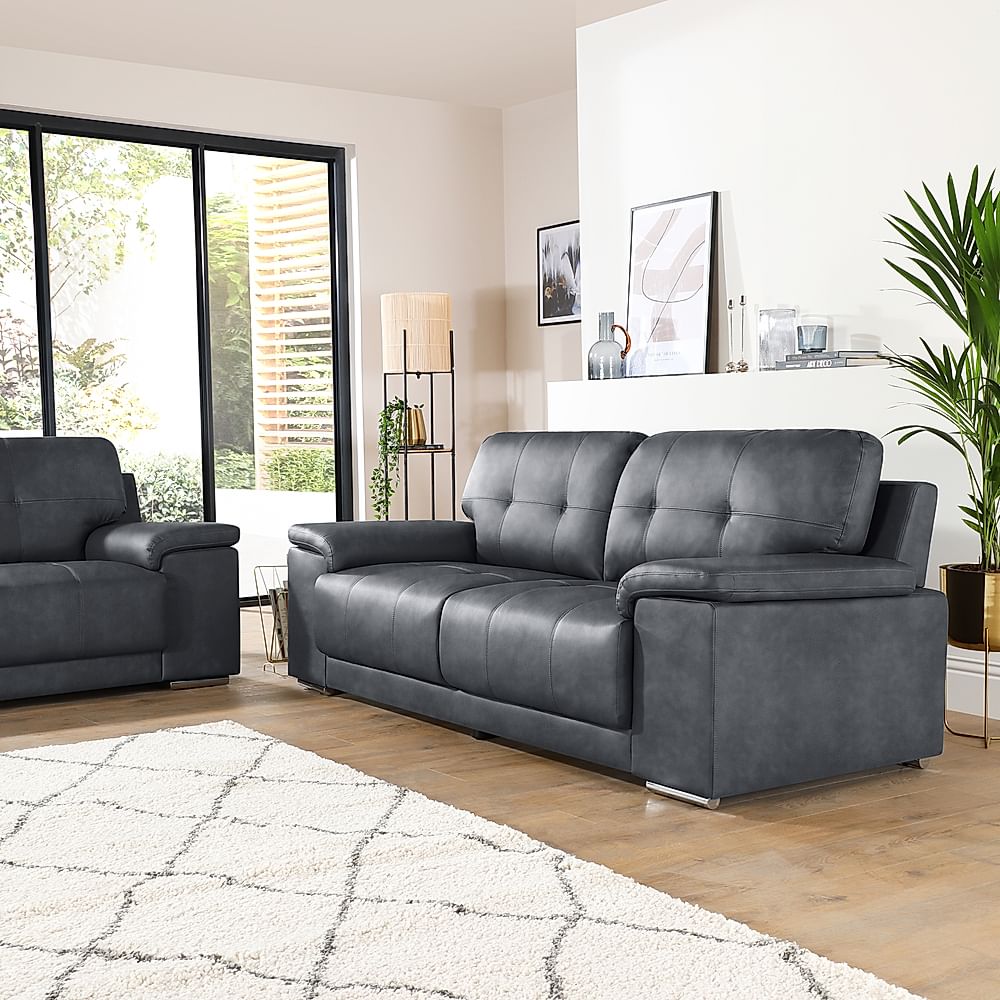 Kansas 3 2 Seater Sofa Set Vintage Grey Premium Faux Leather