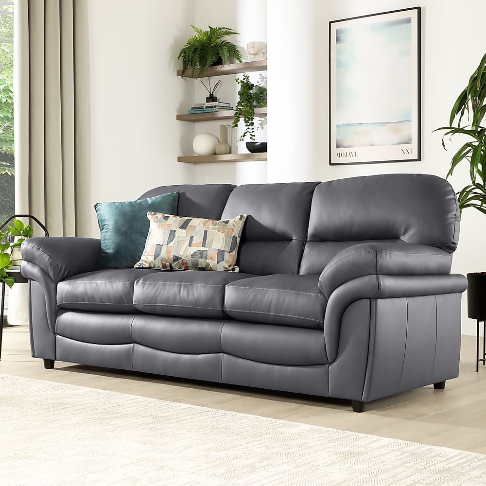 Anderson 3 Seater Sofa, Grey Classic Faux Leather