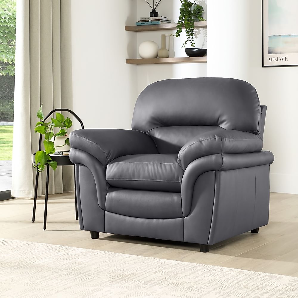 Anderson Armchair, Grey Classic Faux Leather