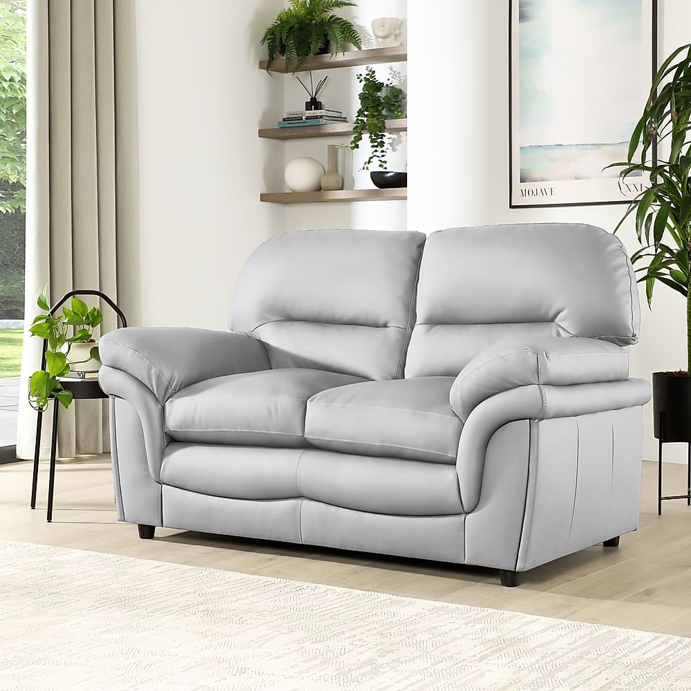 Anderson 2 Seater Sofa, Light Grey Classic Faux Leather