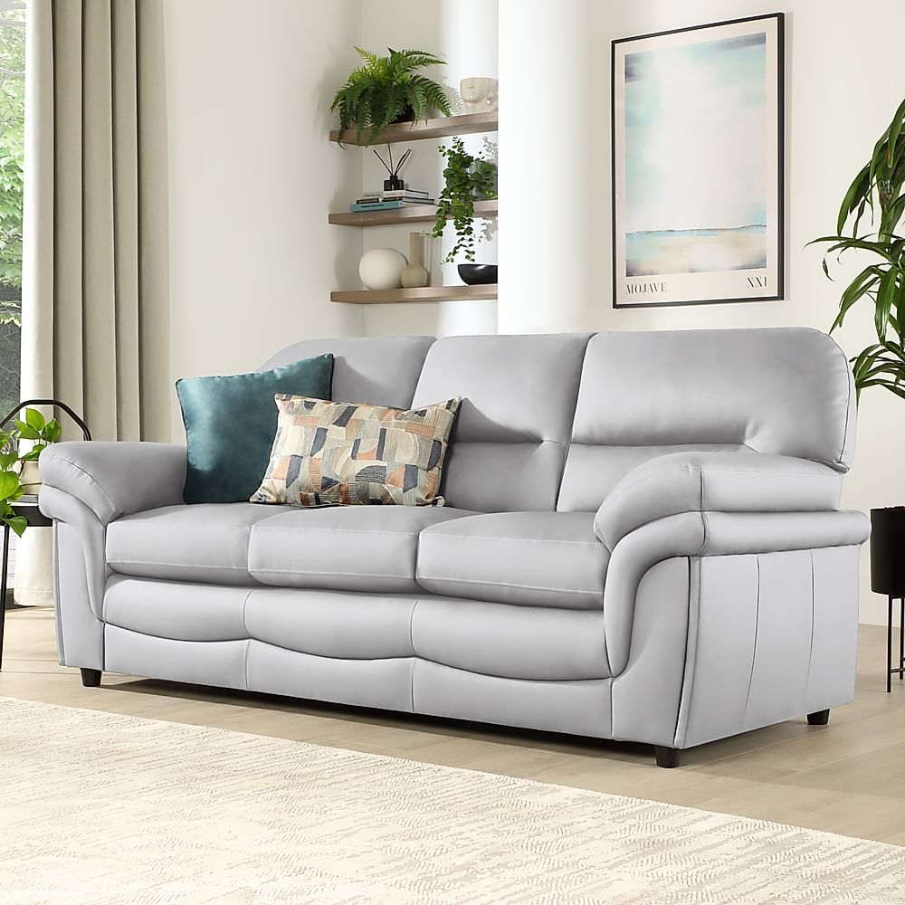 Anderson 3 Seater Sofa, Light Grey Classic Faux Leather