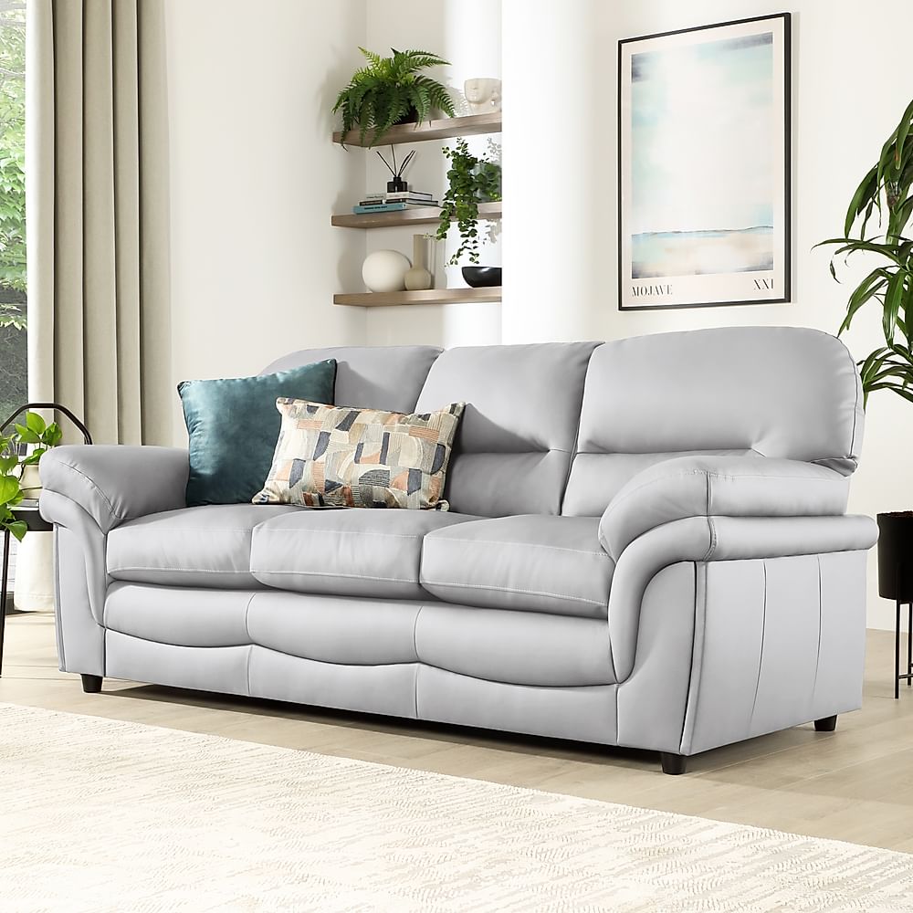 Anderson 3 Seater Sofa, Light Grey Classic Faux Leather