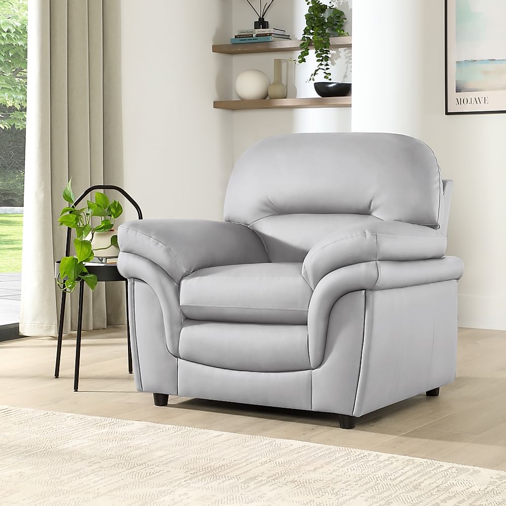 Anderson Armchair, Light Grey Classic Faux Leather
