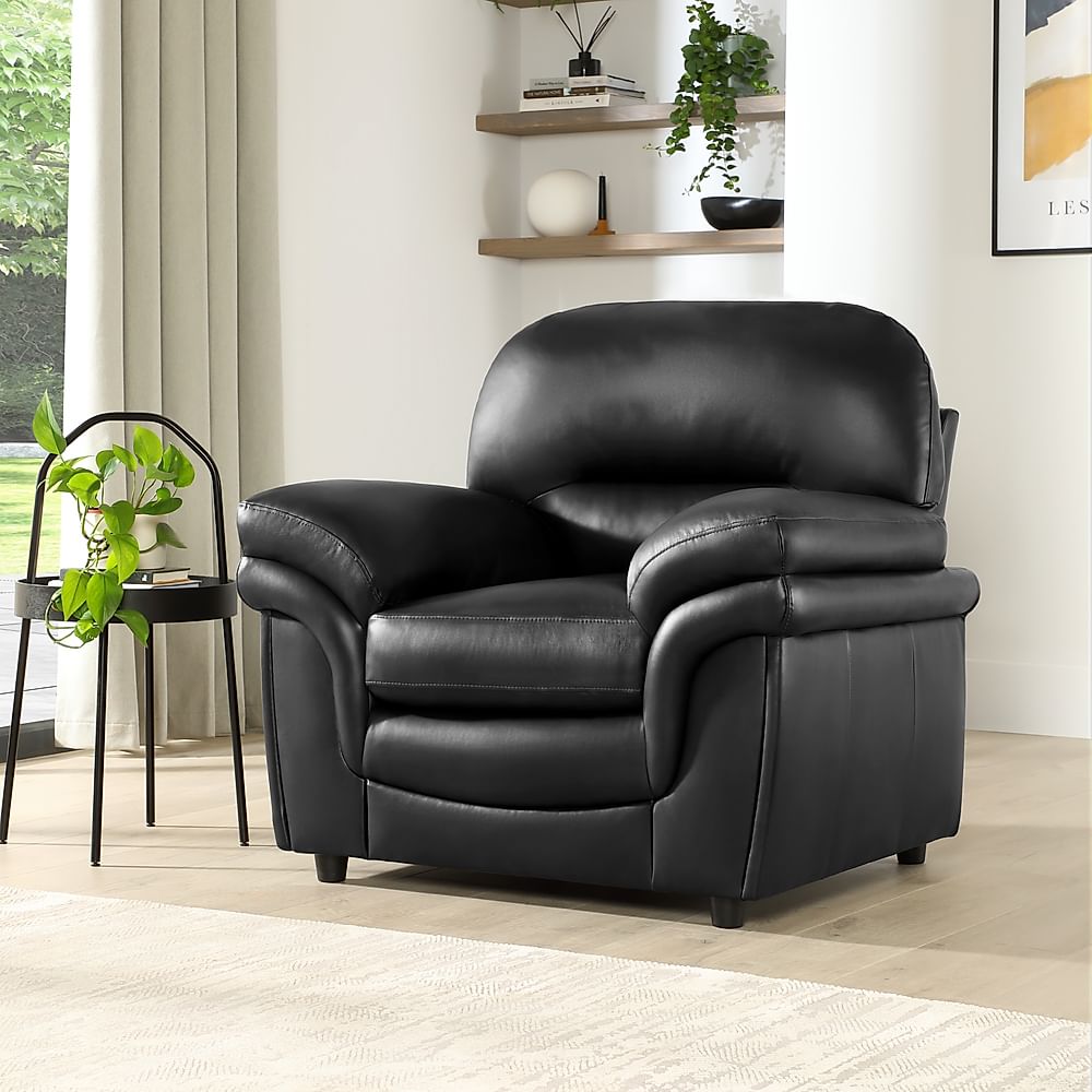 Anderson Armchair, Black Classic Faux Leather