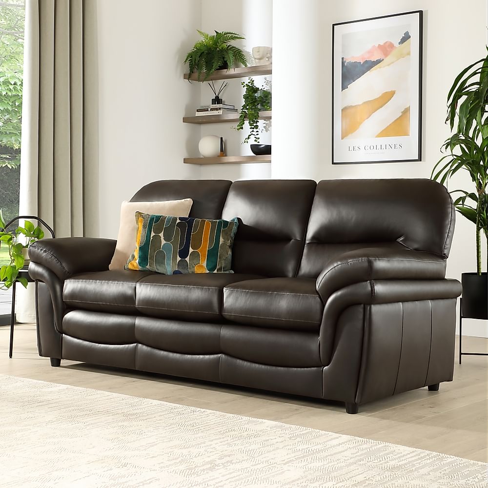 Anderson 3 Seater Sofa, Brown Classic Faux Leather