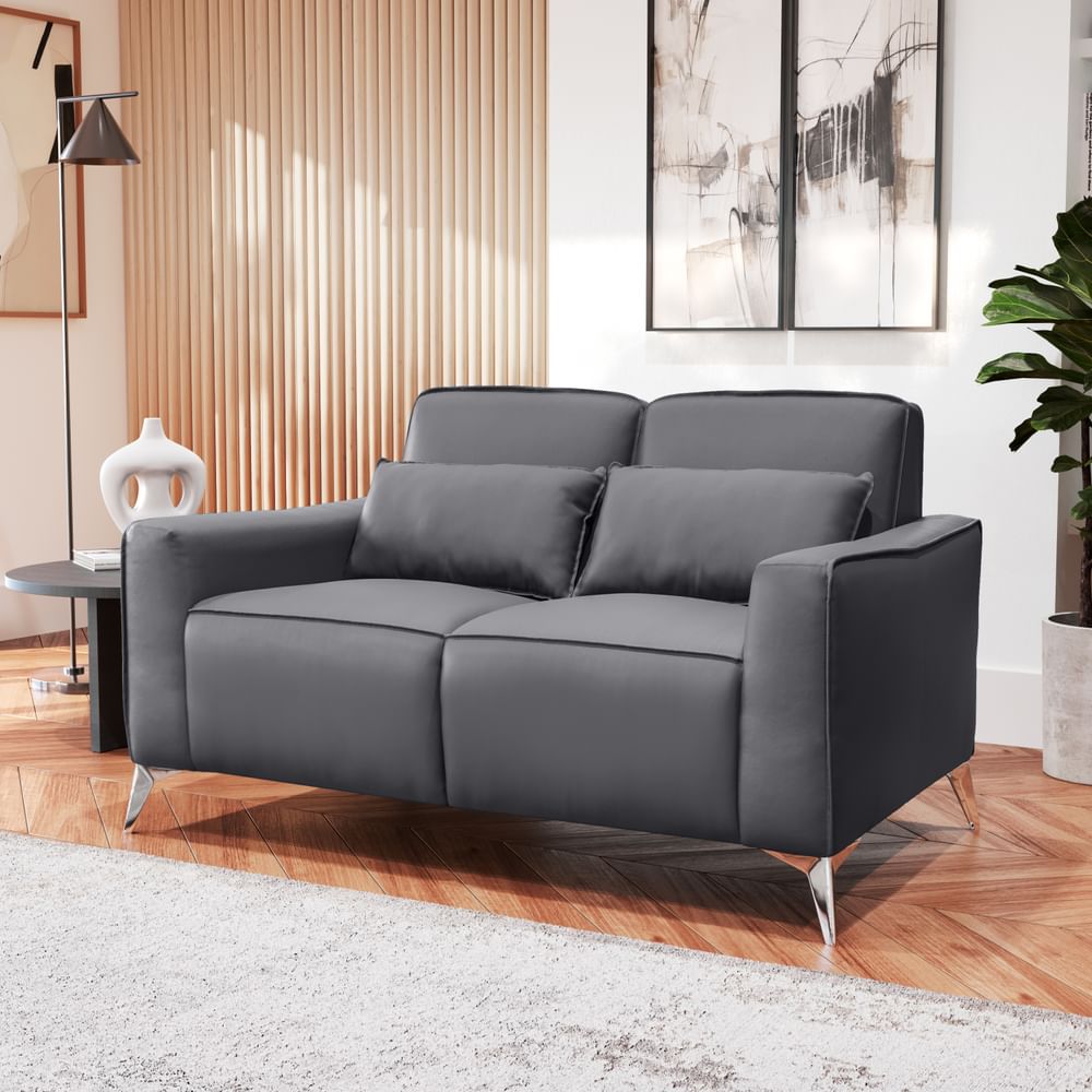 Michigan 2 Seater Sofa, Grey Premium Faux Leather