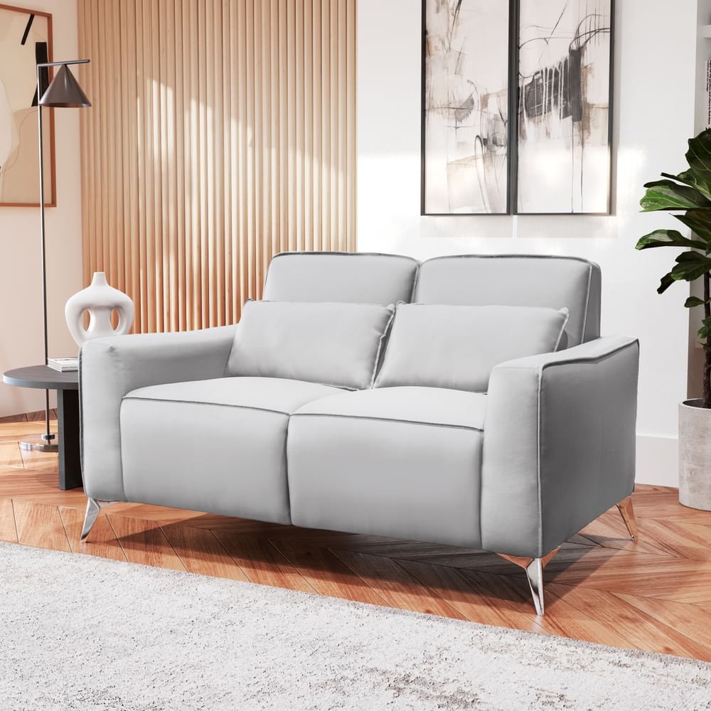 Michigan 2 Seater Sofa, Light Grey Premium Faux Leather