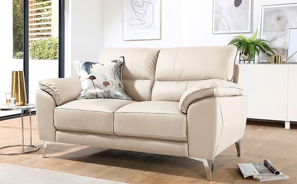 Porto 2 Seater Sofa, Ivory Premium Faux Leather