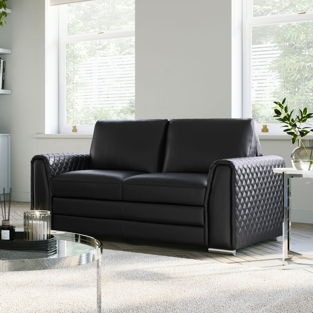 Atlanta 2 Seater Sofa, Black Premium Faux Leather