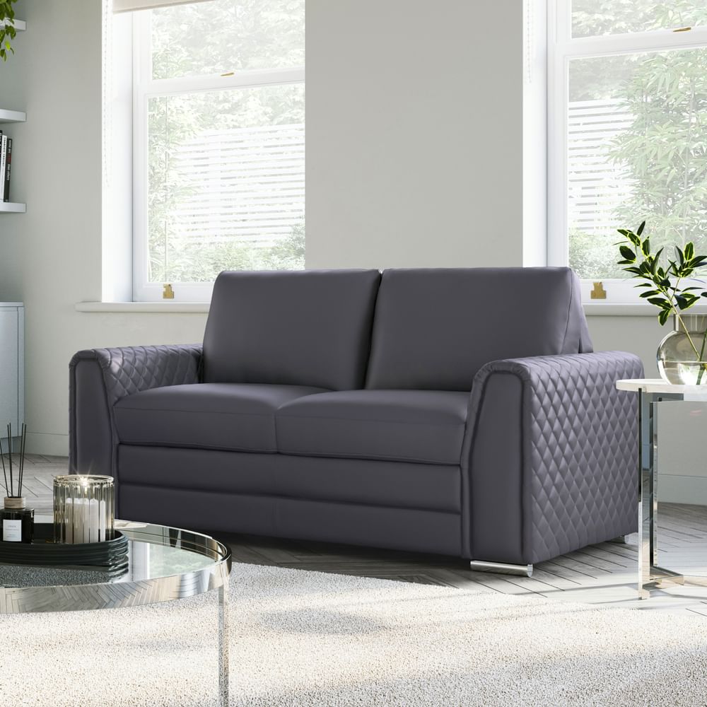 Atlanta 2 Seater Sofa, Grey Premium Faux Leather