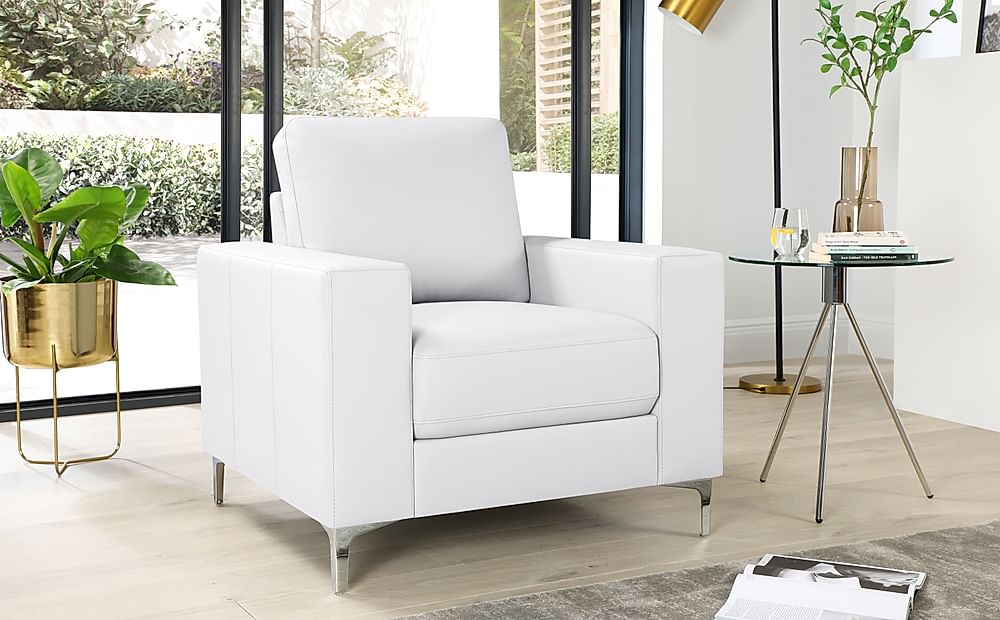 Baltimore Armchair, White Premium Faux Leather