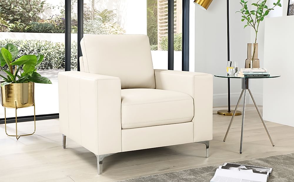 Baltimore Armchair, Ivory Premium Faux Leather