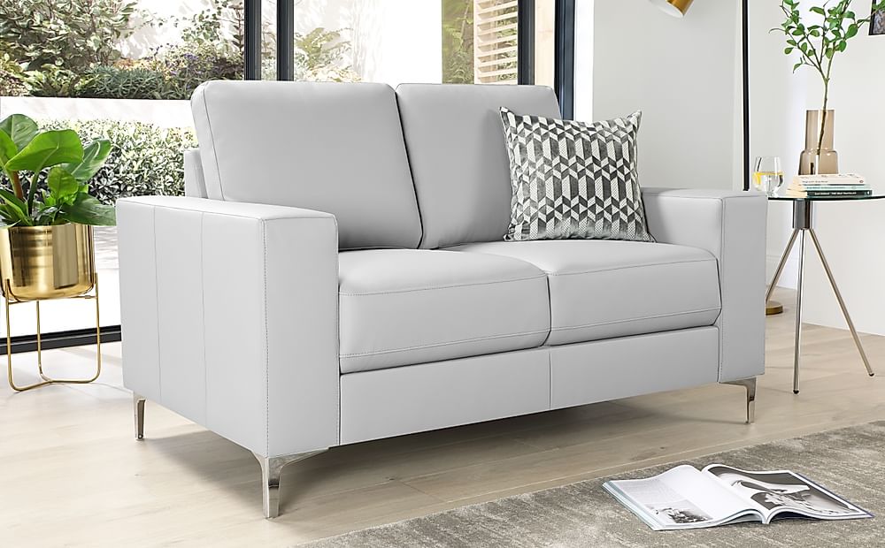 Baltimore 2 Seater Sofa, Light Grey Premium Faux Leather