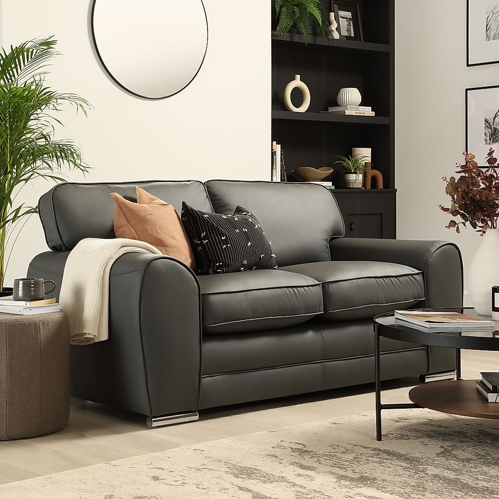Burford 2 Seater Sofa Grey Premium Faux Leather Only 599.99
