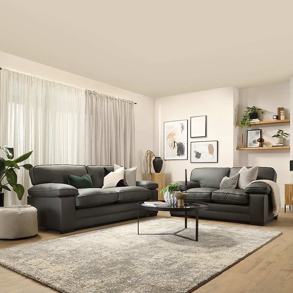Chatham 3+2 Seater Sofa Set, Grey Premium Faux Leather