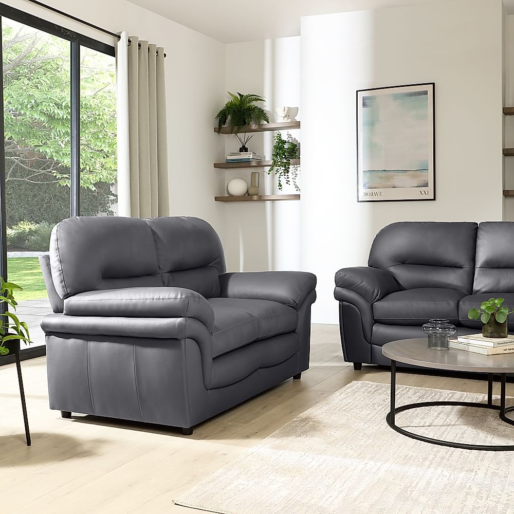 Gray leather living room set sales
