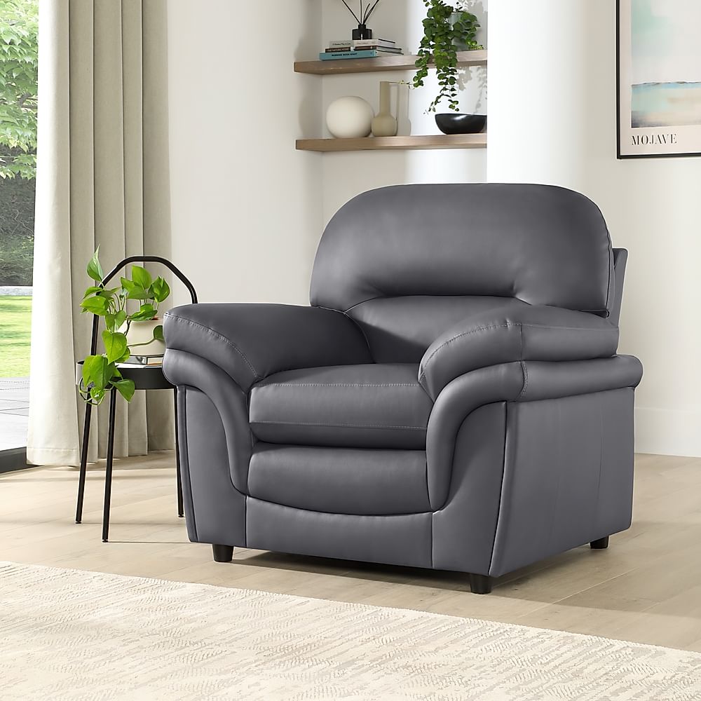 Anderson Armchair, Grey Premium Faux Leather
