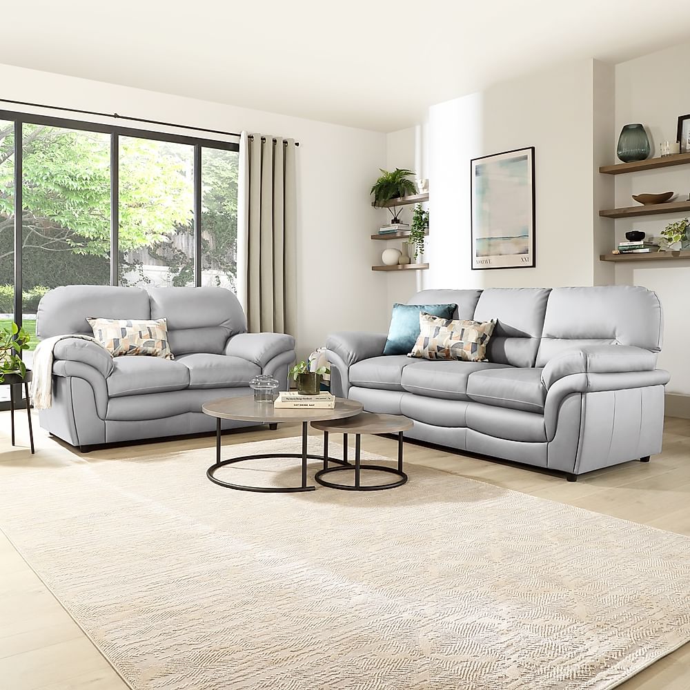 Anderson 3+2 Seater Sofa Set, Light Grey Premium Faux Leather