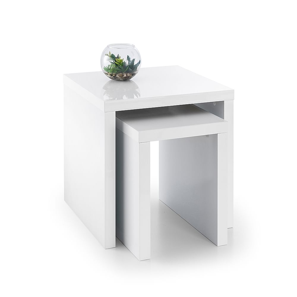 Strand White High Gloss Nest Of Side, White High Gloss Square Coffee Tables Uk