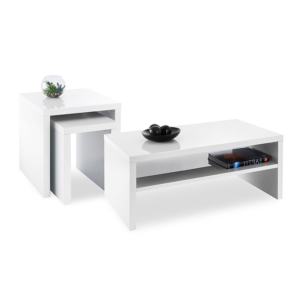 High Gloss Coffee And Side Tables Set, White Coffee Table And End Tables Set