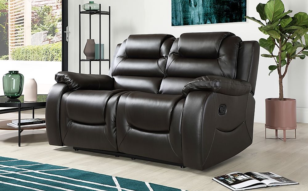 Vancouver 2 Seater Recliner Sofa, Brown Classic Faux Leather