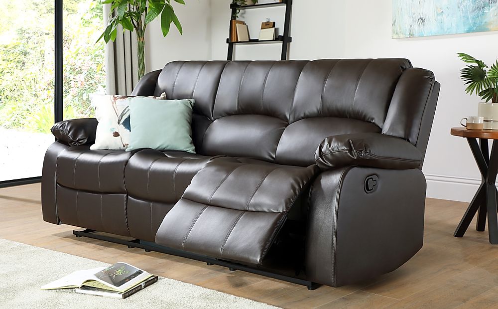 Dakota 3 Seater Recliner Sofa, Brown Classic Faux Leather