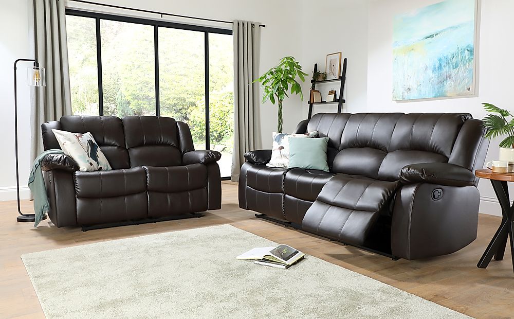 Dakota 3+2 Seater Recliner Sofa Set, Brown Classic Faux Leather