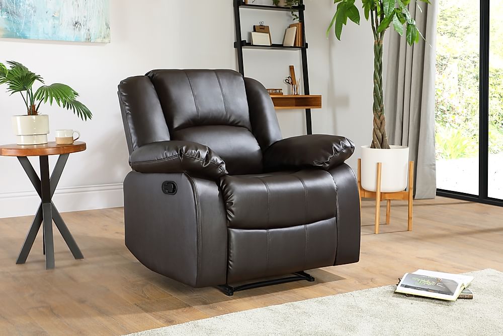 Dakota Recliner Armchair, Brown Classic Faux Leather