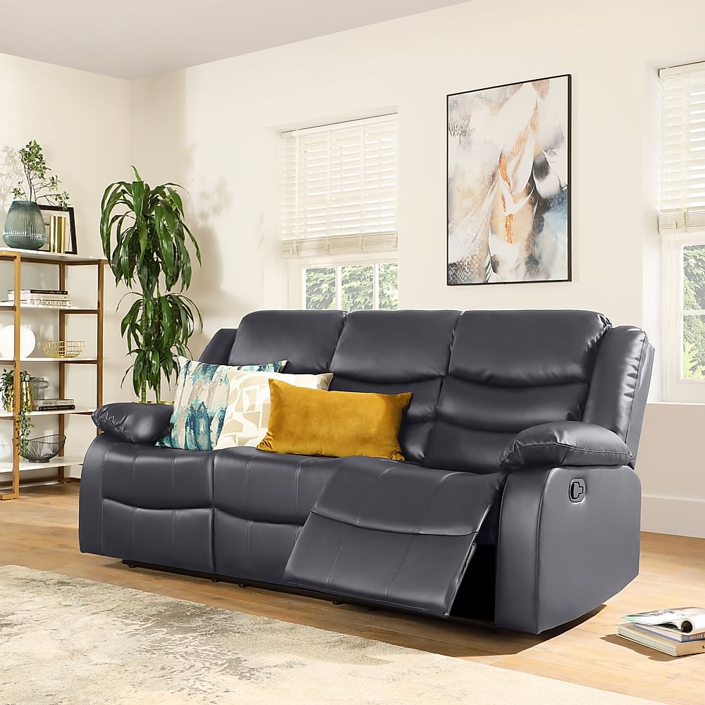 Sorrento 3 Seater Recliner Sofa, Grey Classic Faux Leather Only £649.99 ...