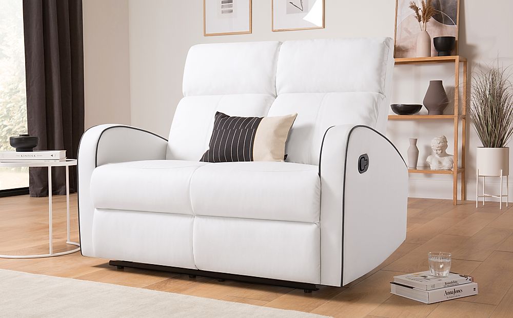 Ashby White Leather 2 Seater Recliner, White Leather Recliner Sofa Set