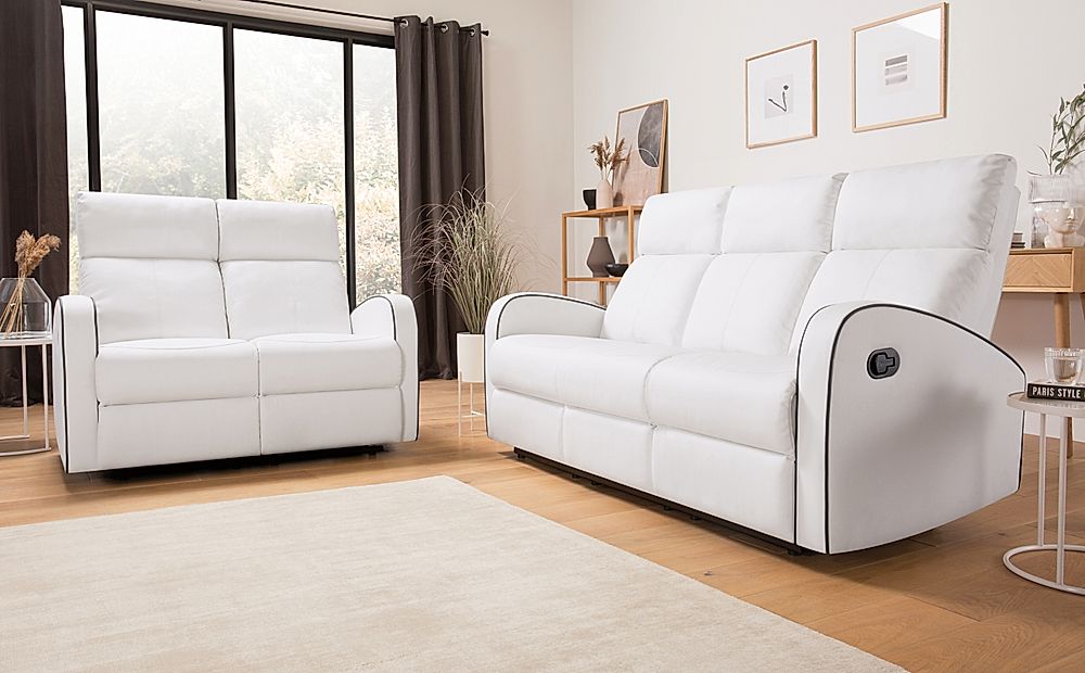 Ashby White Leather 3 2 Seater Recliner, White Leather Recliner Sofa