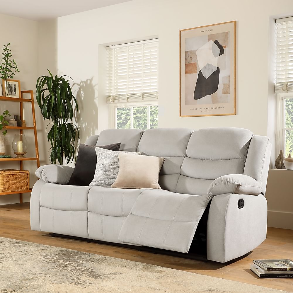 Sorrento 3 Seater Recliner Sofa, Dove Grey Classic Plush Fabric