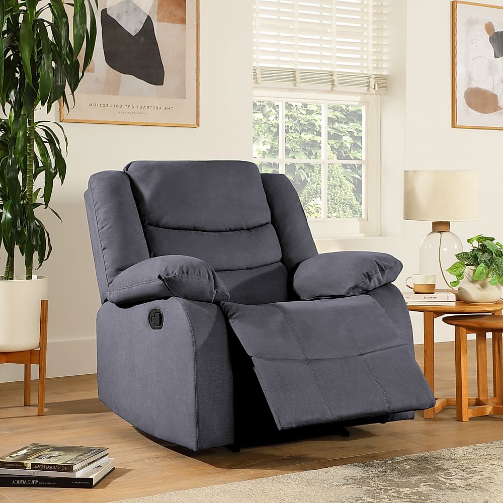Soro Slate Grey Plush Fabric, Plush Leather Chair