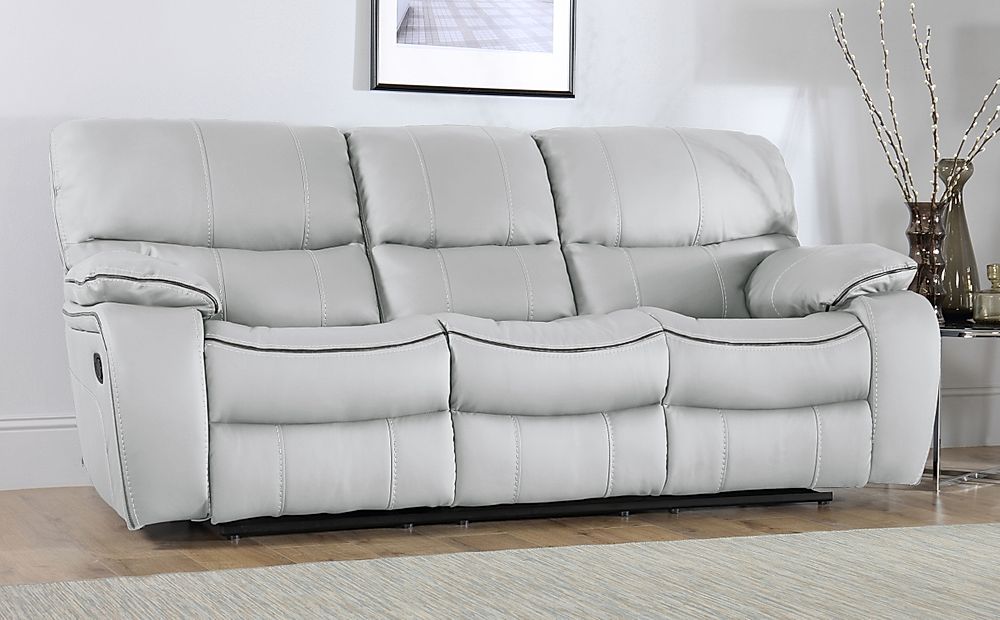 light grey leather power reclining sofa