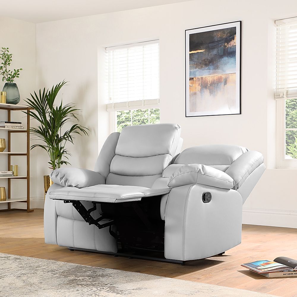 Light grey leather 2 seater sofa deals