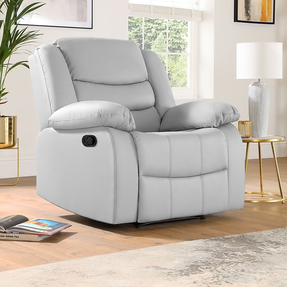 Light Grey Leather Recliner Armchair, Leather Lounger Chair