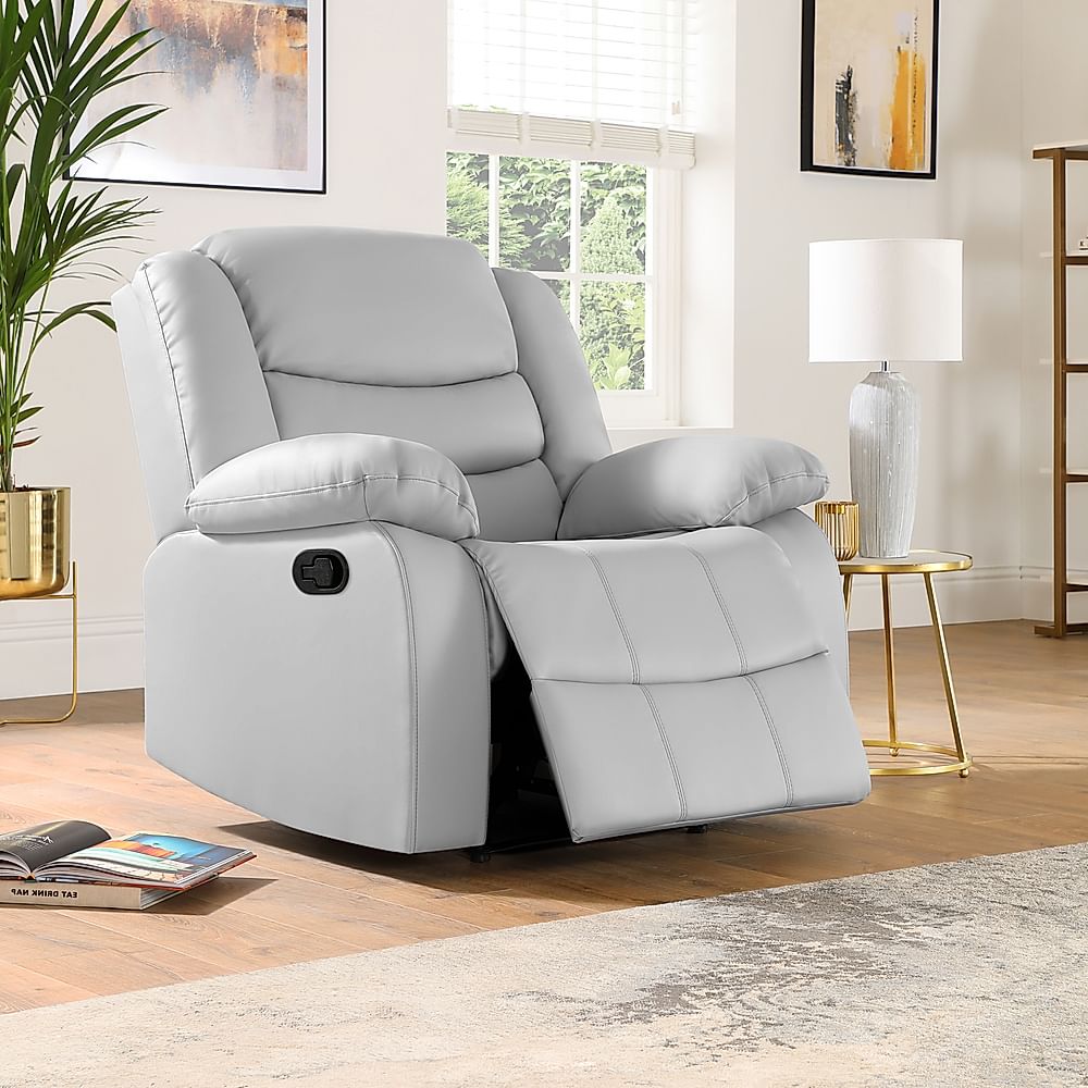 Light Grey Leather Recliner Armchair, Dark Brown Leather Reclining Armchair With Ottoman