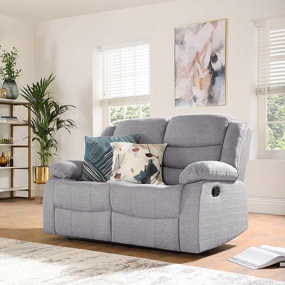 Sorrento 2 Seater Recliner Sofa, Light Grey Classic Linen-Weave Fabric