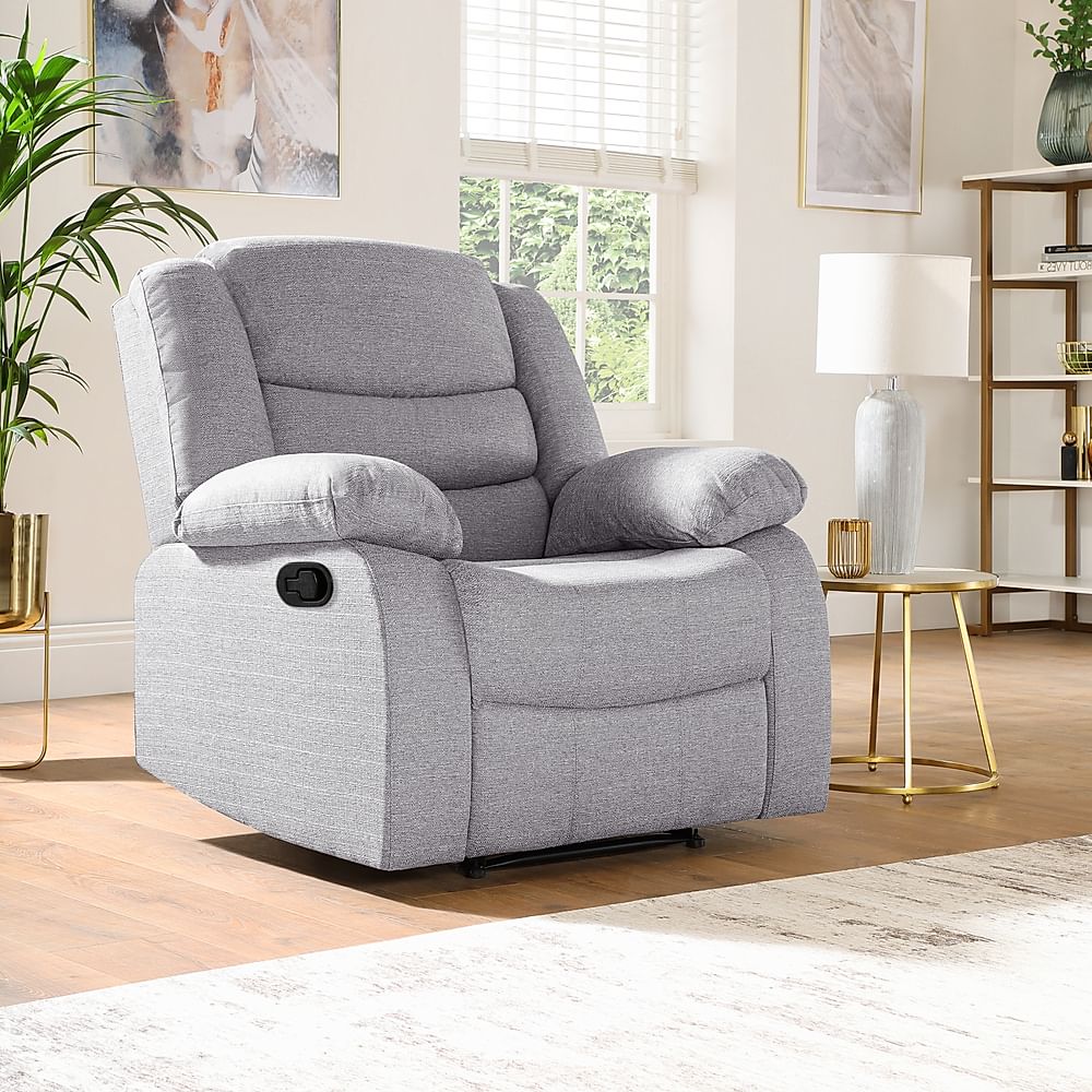 Sorrento Recliner Armchair, Light Grey Classic Linen-Weave Fabric