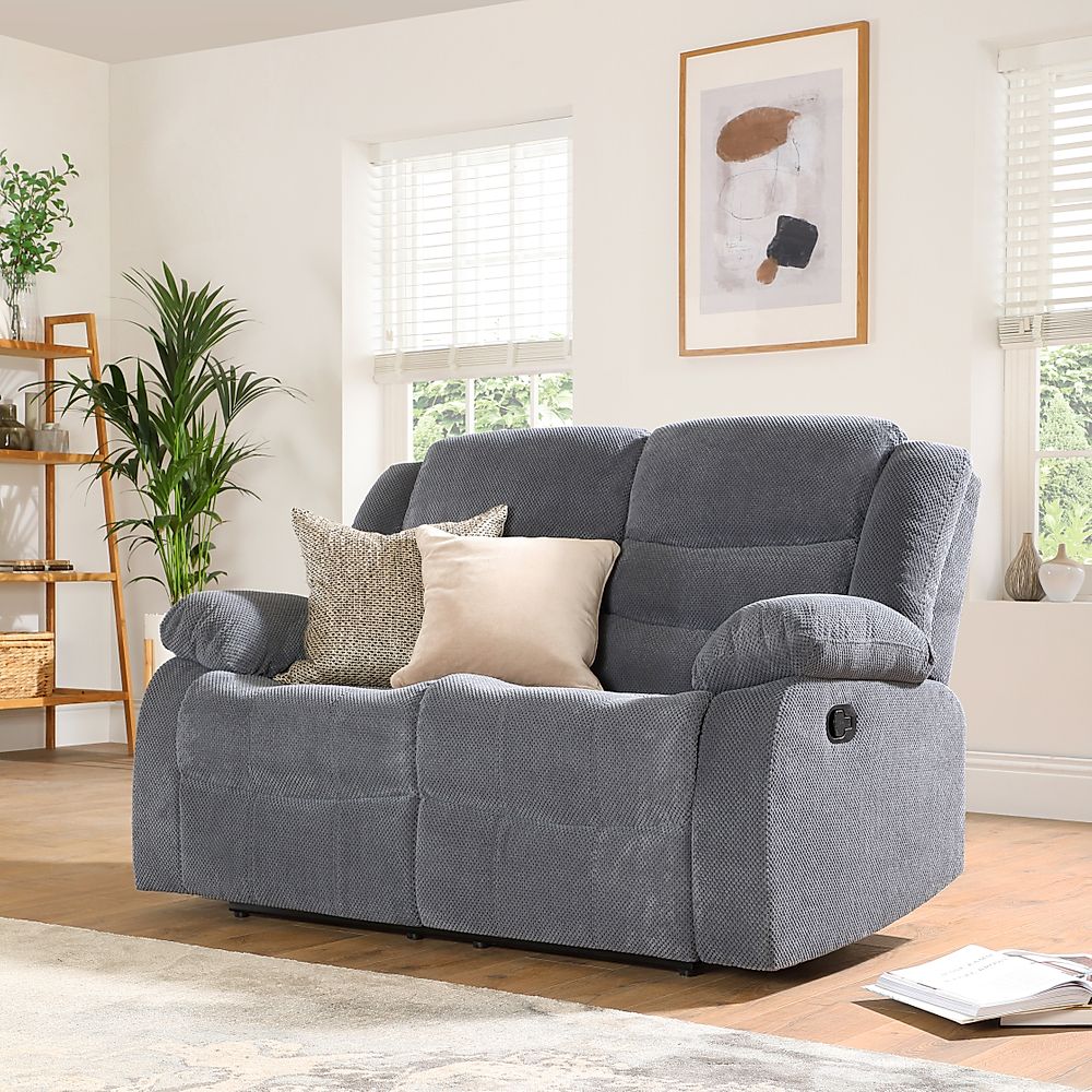 Sorrento 2 Seater Recliner Sofa, Dark Grey Dotted Cord Fabric