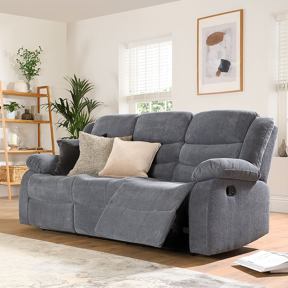 Sorrento 3 Seater Recliner Sofa, Dark Grey Dotted Cord Fabric