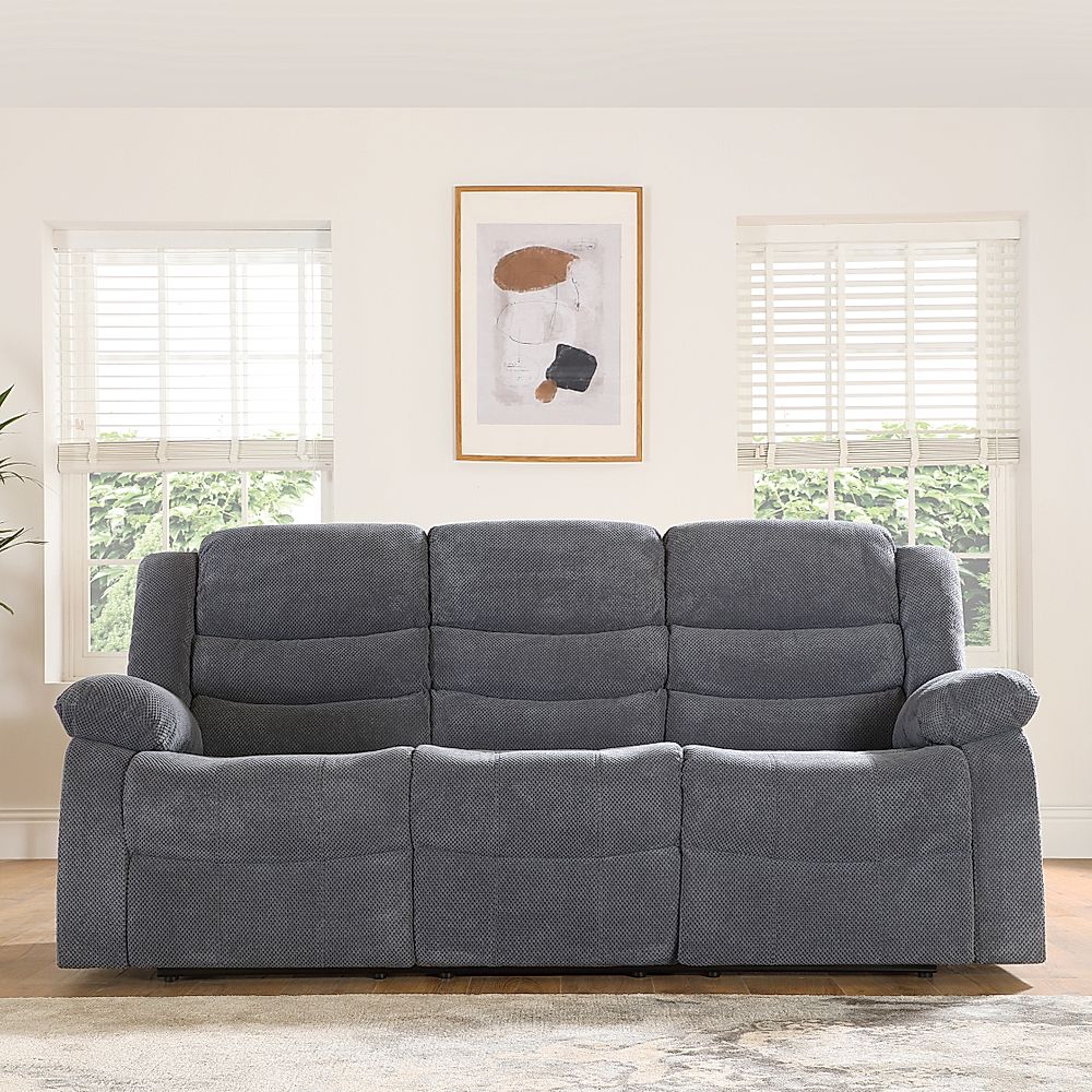 Grey cord recliner sofa discount