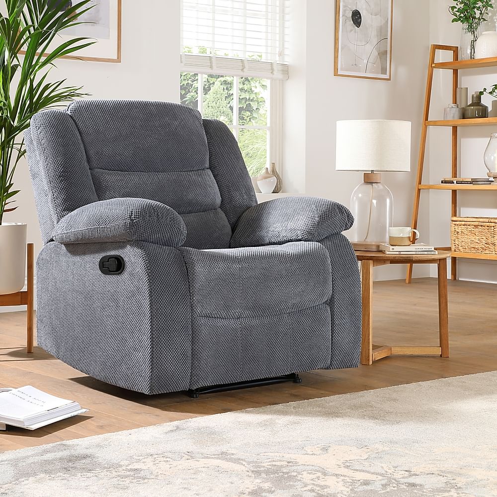 Sorrento Recliner Armchair, Dark Grey Dotted Cord Fabric