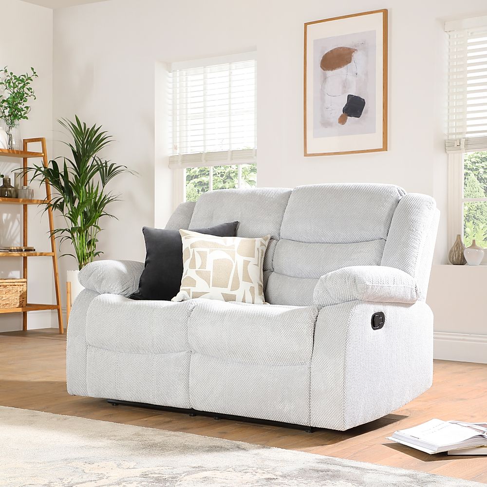 Sorrento Light Grey Dotted Cord Fabric 2 Seater Recliner Sofa ...