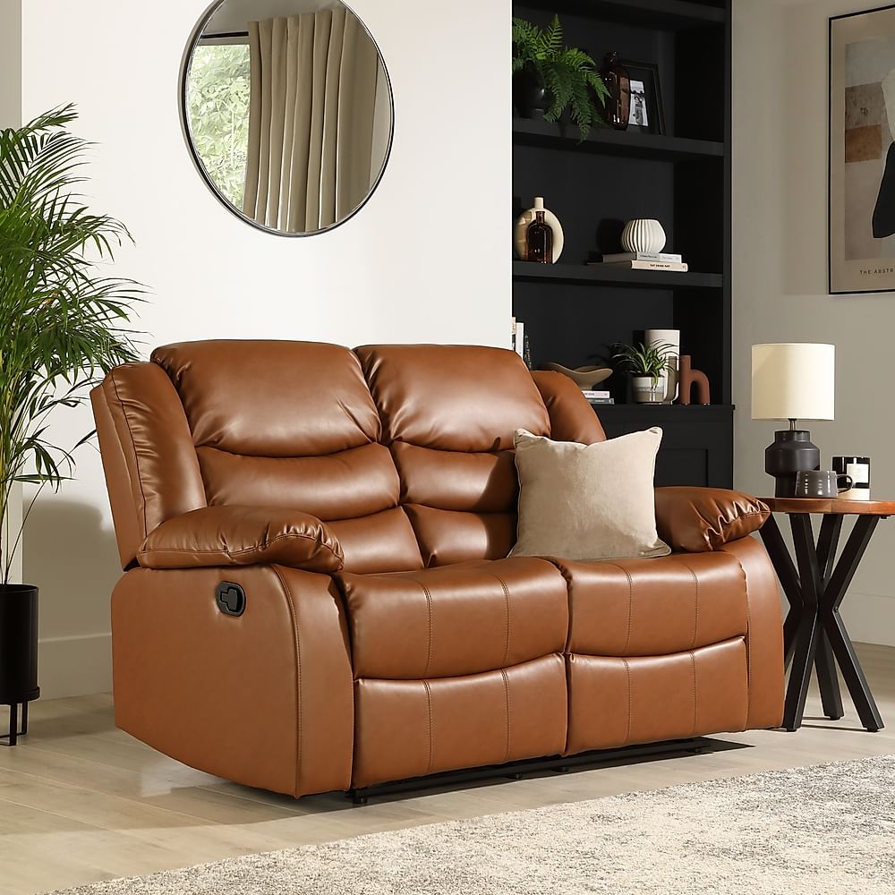 Sorrento 2 Seater Recliner Sofa, Tan Classic Faux Leather