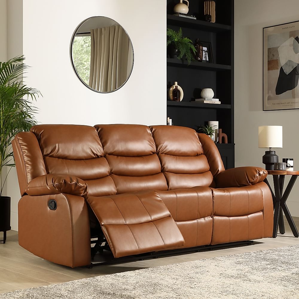 Sorrento Tan 3 Seater Recliner Sofa | Furniture And Choice