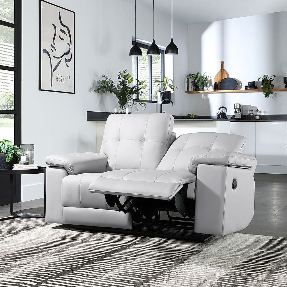 Montana 2 Seater Recliner Sofa Light Grey Premium Faux Leather