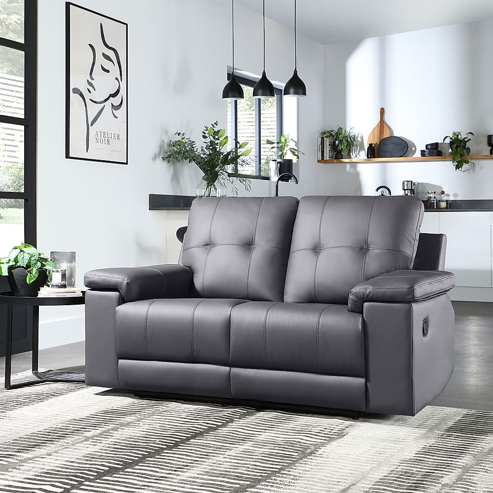 Montana 2 Seater Recliner Sofa, Grey Premium Faux Leather