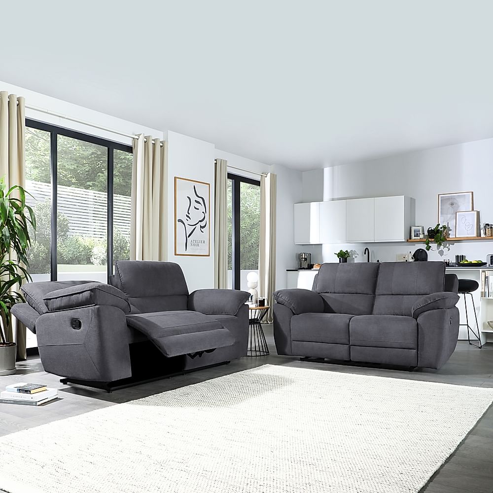 Seville 3 2 Seater Recliner Sofa Set Slate Grey Classic Plush